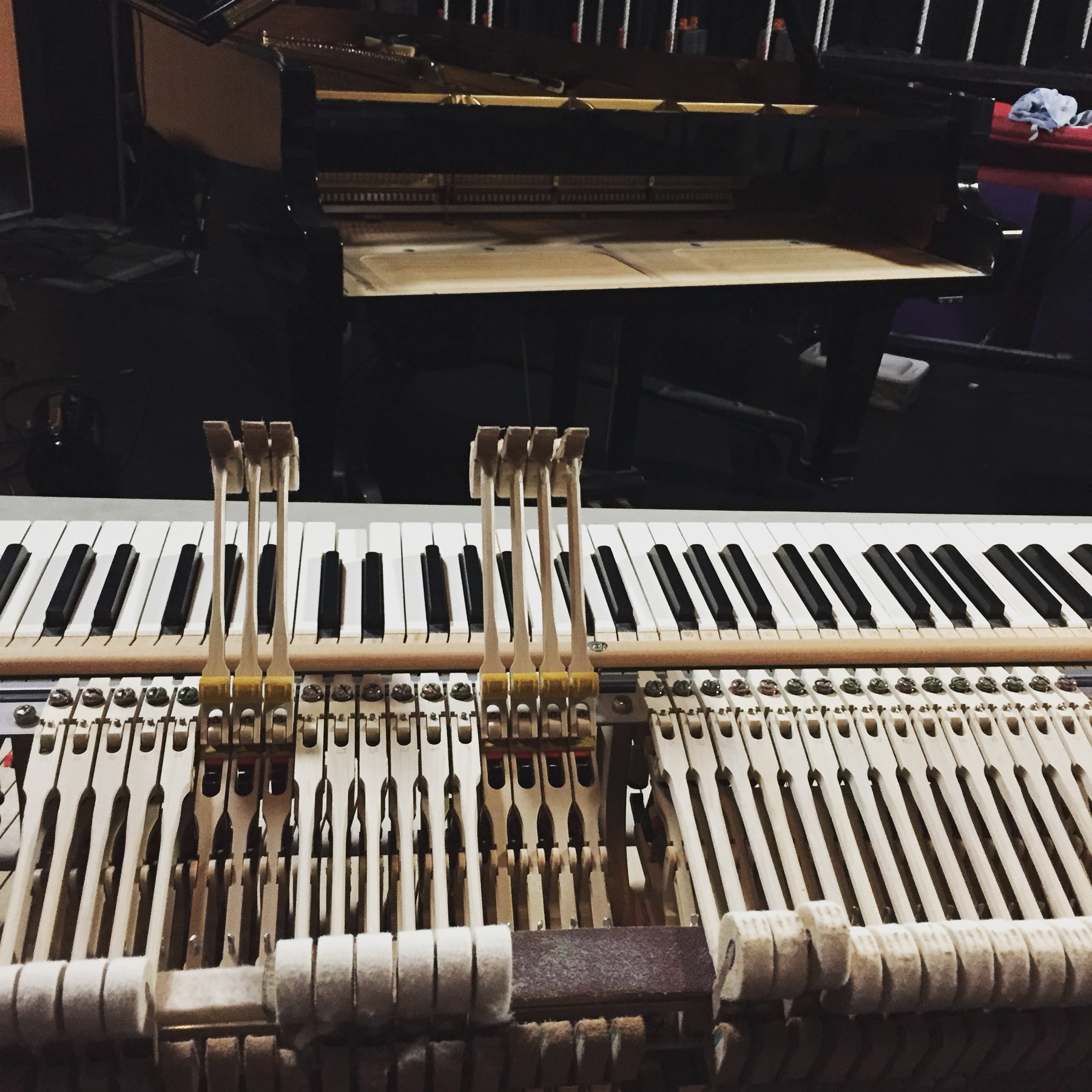 Piano action hammers and keys