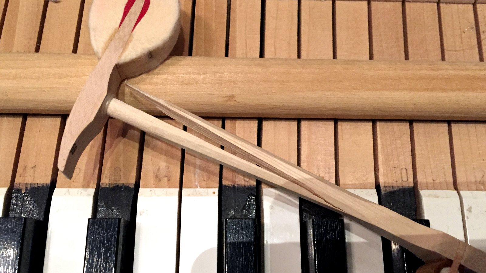 Piano action and hammer detail